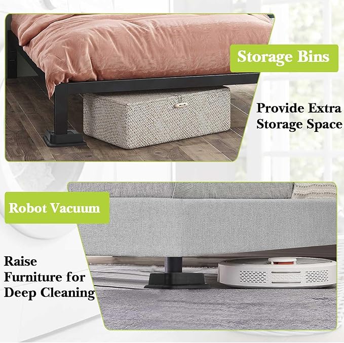 Bed Risers 1 inch, 2 inch, 3 inch, 4 inch, 6 inch, 8 inch Heavy Duty, Oversized Furniture Riser for Couch Sofa Table Chair Leg Frame Dorm, Support up to 6000 Lbs (Black 4 Pack, 1 inch)