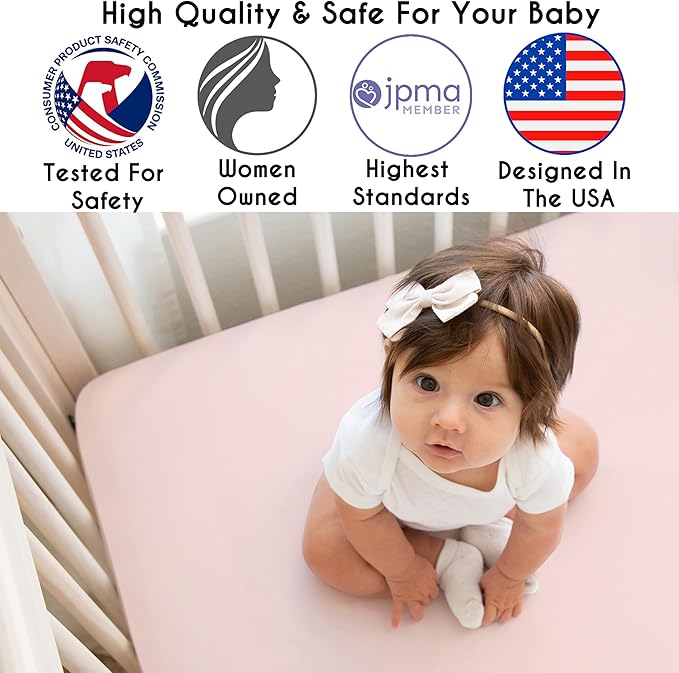 Sweet Jojo Designs 5-Piece Baby Crib Bedding Set (Star and Moon) for Girls, Infants/Nursery incl. Blanket, Fitted Sheet and Crib Skirt (Shabby Chic Stars, Celestial Sky, Outer Space, Blush Pink, Gold)