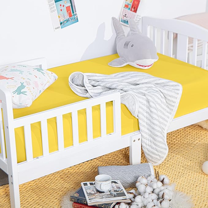NTBAY 100% Brushed Microfiber Fitted Crib Sheet, Super Soft and Cozy 28x52 Crib Sheet for Standard Crib and Toddler Mattresses, Boys, Girls, Unisex, Yellow, 28x52 Inches