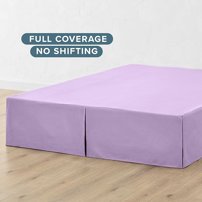 Bare Home Kids Twin Bed Skirt - 15-Inch Tailored Drop Easy Fit - Bed Skirt for Beds - Center & Corner Pleats (Twin, Lavender)