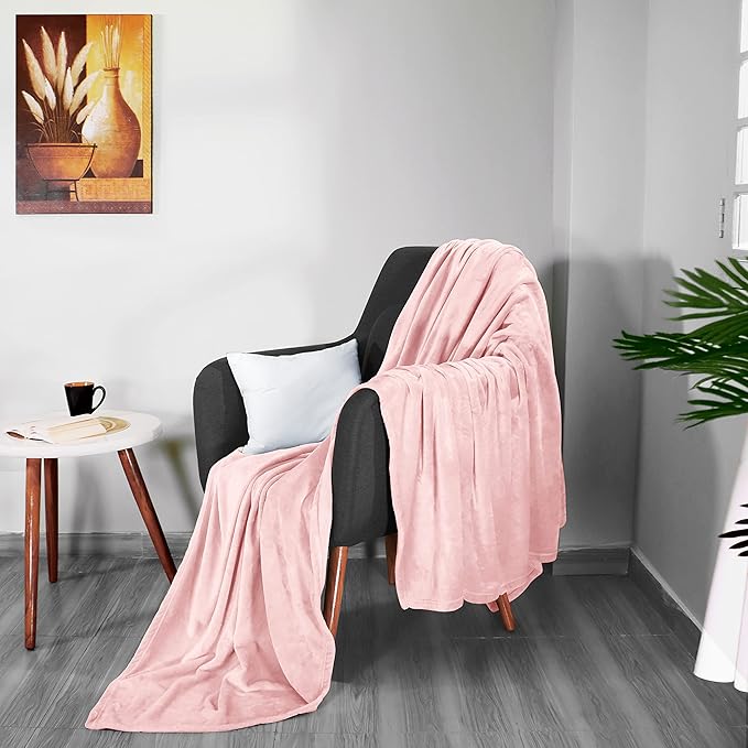 Utopia Bedding Fleece Blanket Twin Size Pink 300GSM Luxury Anti-Static Fuzzy Soft Microfiber Bed Blanket (90x66 Inch)