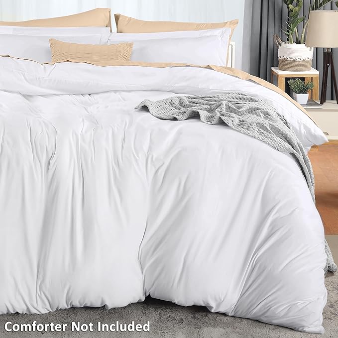 Utopia Bedding Duvet Cover King Size - 3 Piece with Zipper Closure - 1 Comforter Cover 104X90 Inches & 2 Pillow Shams 20X36 Inches (Pack of 8, White) Comforter Not Included
