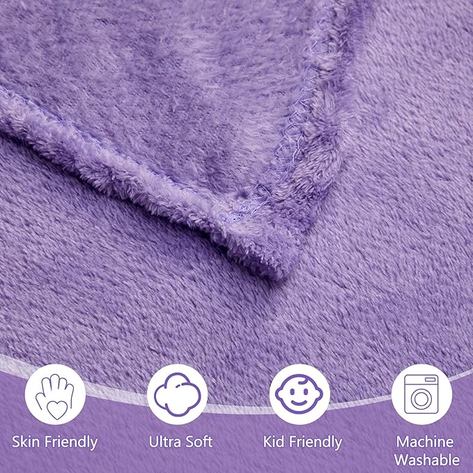 Tinideya 6 Pcs Flannel Fleece Throw Blanket Bulk 50 x 60 Inch Soft Fleece Blanket Warm Throw Blankets Coral Blankets for Couch Sofa Home Wedding Gifts Season (Purple)