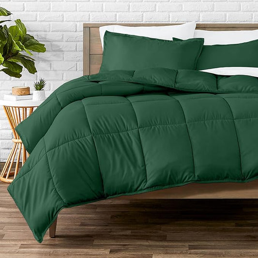 Bare Home Comforter Set - King/California King Size - Ultra-Soft - Goose Down Alternative - Premium 1800 Series - All Season Warmth (King/Cal King, Forest Green)