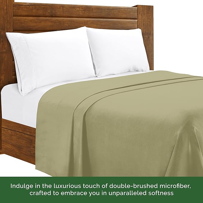 Luxury Flat Sheet on Amazon Elegant Comfort Wrinkle-Free 1500 Premier Hotel Quality 1-Piece Flat Sheet, Queen Size, Sage