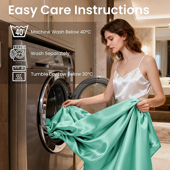 Love's cabin Twin Satin Sheets Sets - 3 Piece Aqua Silky ed Sheets with Deep Pockets, Luxury Silk Feel Satin Twin Size Sheet Set Bedding Set (1 Flat Sheet,1 Fitted Sheet,1 Pillow case)