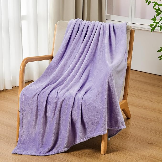 Tinideya 6 Pcs Flannel Fleece Throw Blanket Bulk 50 x 60 Inch Soft Fleece Blanket Warm Throw Blankets Coral Blankets for Couch Sofa Home Wedding Gifts Season (Lilac Color)