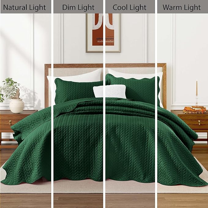 IR Imperial Rooms 8 Pack California King Quilt Bedding Set (118"x106") - Bulk Wholesale for Hotels, Guest Bedroom & Airbnbs - Lightweight Microfiber Reversible Embossed Quilts Bedspread (Emerald)