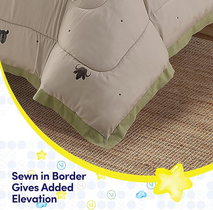 Kids Jungle Safari Comforter Set Full Size – Bed in a Bag with Savanna Animals, Sheets, Pillowcases & Shams – Soft Bedding with Lions, Giraffes, Elephants, and More – Boys or Girls Bedroom Decor