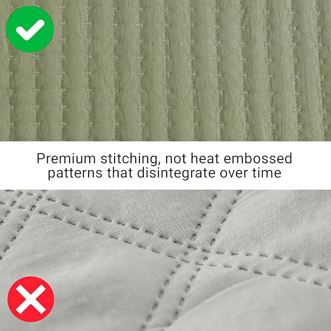 WRENSONGE Twin Quilt-2 Pieces Lightweight Bedspreads Olive Green Twin Quilt Bedding Set for All Seasons, Soft Summer Coverlet Suitable for Bed, Couch, Quilt Blanket