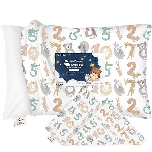 KeaBabies Toddler Pillowcase 13"x18" - Organic Cotton Toddler Pillowcase for Kids, Boys, Girls, Soft & Durable Cotton Cover for Miniature Sleepy Pillows,Cute Colors,Pillow Sold Separately(Wild Count)