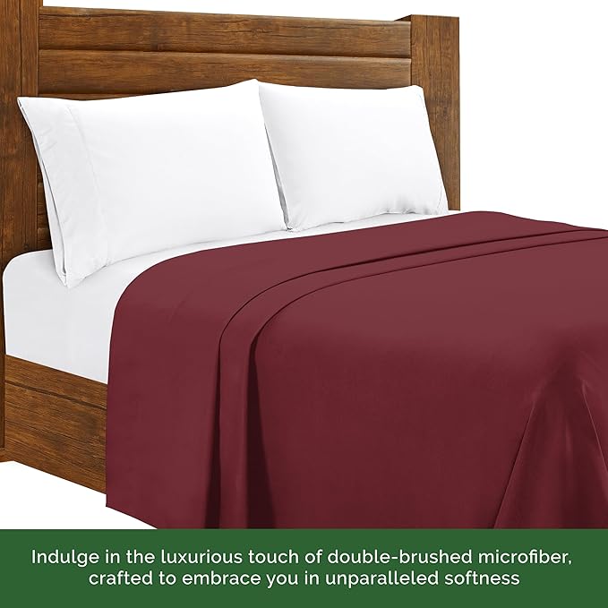 Luxury Flat Sheet on Amazon Elegant Comfort Wrinkle-Free 1500 Premier Hotel Quality 1-Piece Flat Sheet, Twin/Twin XL Size, Burgundy