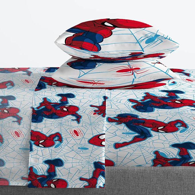 Jay Franco Marvel Spiderman Webtastic 7 Piece Full Size Bed Set - Includes Reversible Comforter & Sheet Set - Super Soft Kids Bedding Fade Resistant Microfiber (Official Marvel Product)