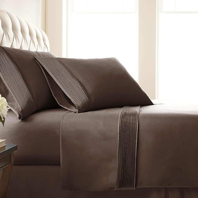 Southshore Fine Living, Inc. Deep Pocket California King Sheet Set with 21" Deep King Fitted Sheet, King Size Pillow Cases Set of 2 | Hotel Luxury Quality | Easy Care Microfiber Sheets | Brown