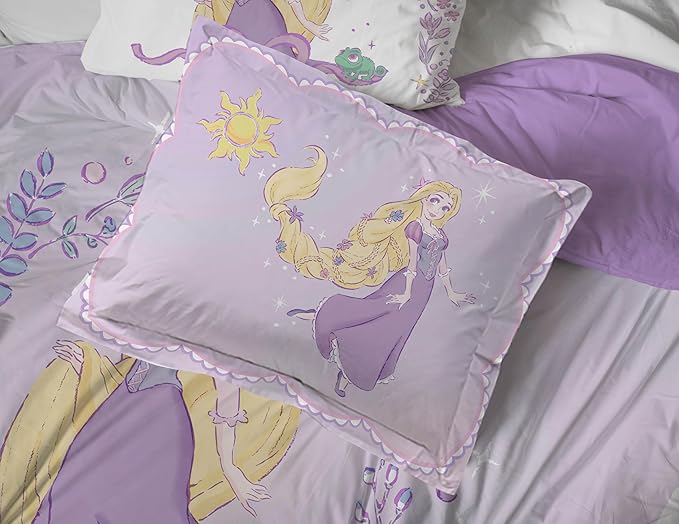 Jay Franco Kids Comforter Set Includes Sheets and Pillow Covers - Soft and Cozy Bed Set for Stylish Room Decor, Purple - Disney Princess Rapunzel, 5 Piece Twin Size Bedding