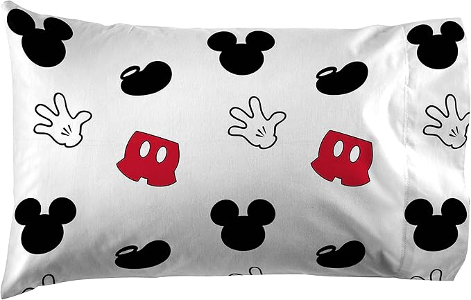 Jay Franco Kids Sheet Set with Fitted, Flat Sheets & Pillow Cover - Ultra-Soft Bedding with Pillowcase for Room Decor, White - Mickey Mouse, 4 Piece Full