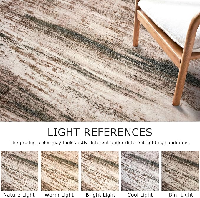 KOZYFLY Modern Abstract Hallway Runner Rug, 2x6 Washable Rug Runner Non-Slip Soft Kitchen Rugs, Print Blush Brown Carpet Runner for Entryway Bathroom Laundry Room Foyer