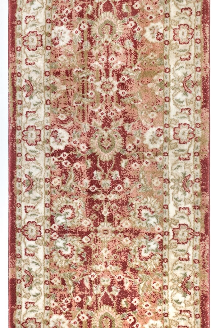 Well Woven Custom Size Runner - Elysium Crimson Vintage Panel Rug 27 Inch Wide x 20 Feet Long (27" x 20' Runner) | Heritage-Inspired, Soft & Durable, Easy to Clean Rug for Hallway, Stairs, entryway