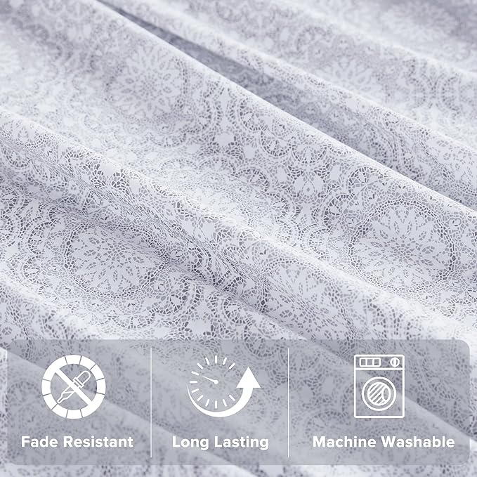 Comfort Spaces 100% Cotton Sheets King, Breathable, Naturally Cool Cotton Sheets, Soft Cotton Bed Sheets with 14" Elastic Pocket Fits up to 16" Mattress, All Seasons Sheet Set, Adelia Gray 4 Piece