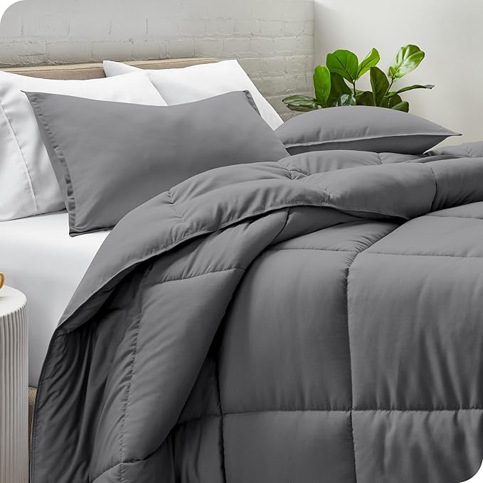 Bare Home Comforter Set - Full Size - Ultra-Soft - Goose Down Alternative - Premium 1800 Series - Reversible - All Season Warmth (Full, Chester Buffalo Plaid - White/Black)