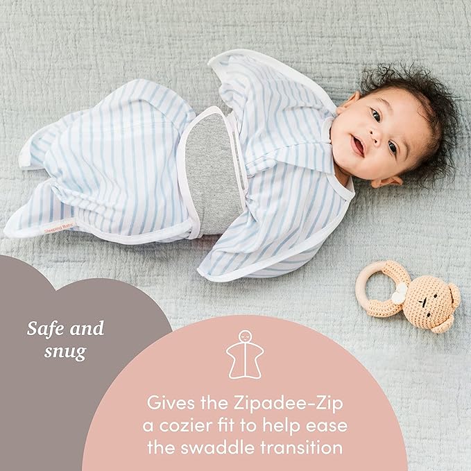 SleepingBaby Zipadee-Zip Transition Swaddle (Classic Lavender, X-Small for 3-6 Months) and Snuggle Strap (Grey, One Size) - Wearable Baby Blanket and Accessory - Polyester, Spandex