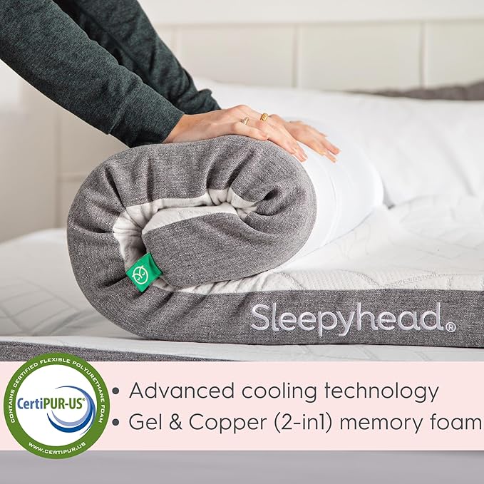 Sleepyhead Queen 3 Inch Premium Super Mattress Topper – Gel & Copper Infused Memory Foam Bed Topper – Cooling, Soft Support + Comfort, Foam Made in USA, CertiPUR-US Certified (Queen 3")