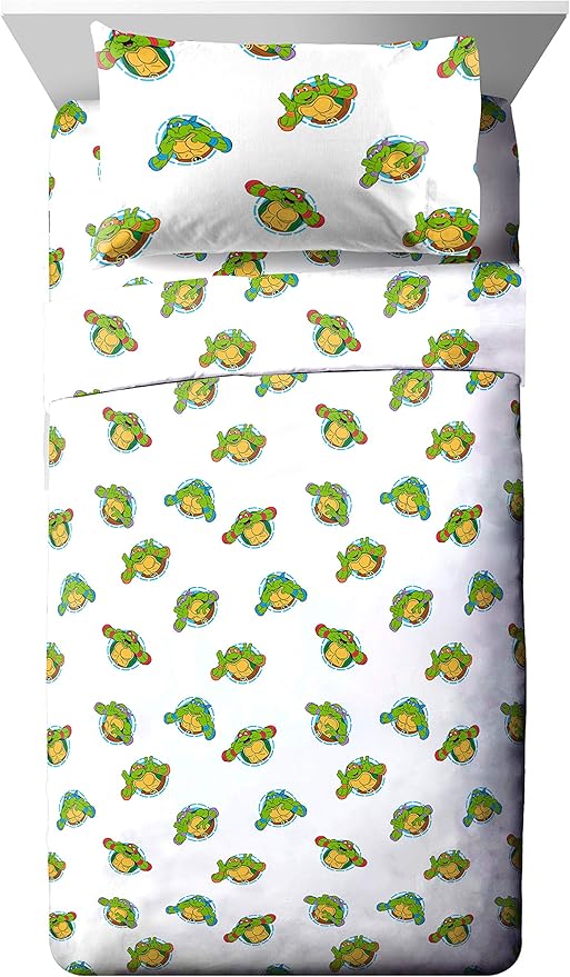 Jay Franco Nickelodeon Teenage Mutant Ninja Turtles Ready to Roll 5 Piece Twin Bed Set - Includes Reversible Comforter & Sheet Set Bedding - Super Soft Fade Resistant Microfiber