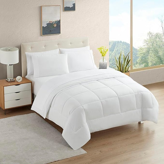California King Comforter Set - Soft & Breathable 7-Piece Bedding Collection - 1 Comforter, 1 Fitted Sheet, 1 Flat, 4 Pillowcases - Deep Pocket - Premium Quality - Ideal for All Seasons, White