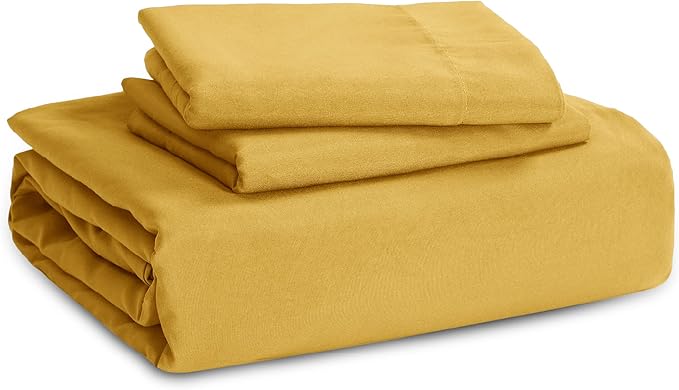 Bedsure Mustard Yellow Duvet Cover Full Size - 3 Pieces Prewashed Extra Soft Cotton-Like Polyester Bedding Set, Includes 1 Duvet Cover 80x90 Inches with Zipper Closure & 2 Pillow Shams, No Comforter