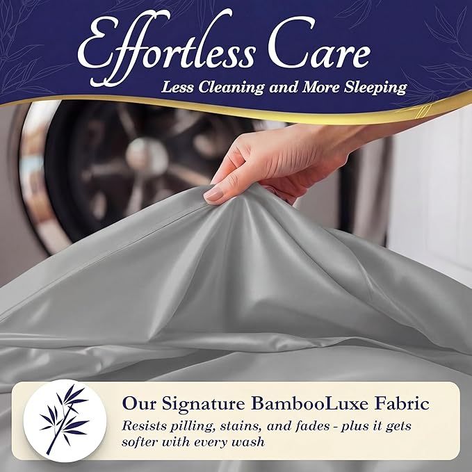 DECOLURE 100% Viscose Derived from Bamboo Sheets California King Size - Luxury 4 Pc Naturally Cooling Sheets, Ultra Soft Bed Set - Deep 17" Pockets, Double Stitching, Oeko Tex Standard (Midgrey)