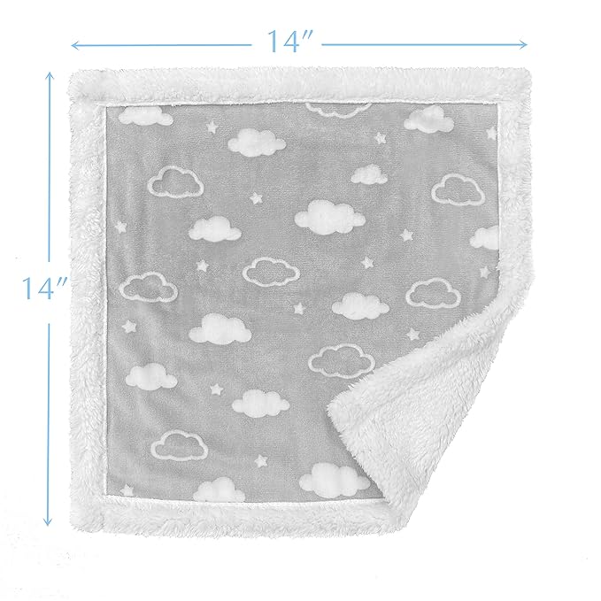 American Baby Company Heavenly Soft Chenille Sherpa Security Blanket (14" x 14"), Gray, Warm and Cozy for Boys and Girls