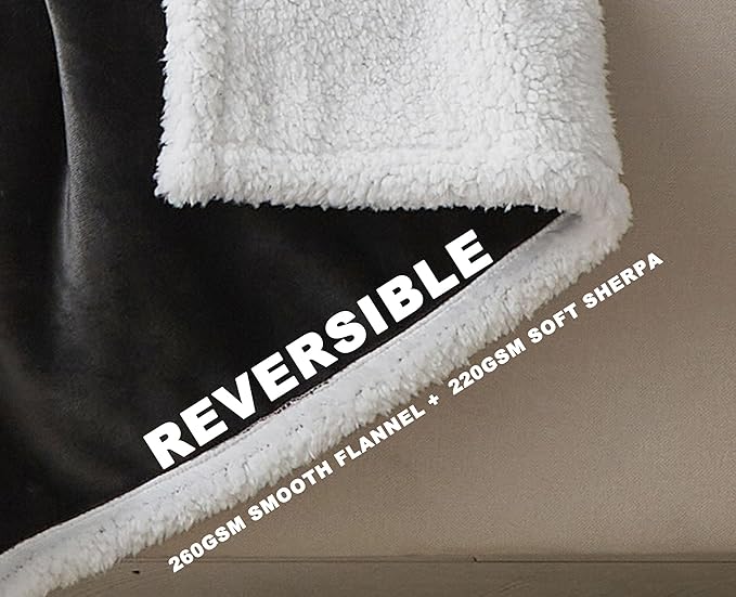 Dark Grey Twin Size Blanket for Bed, Soft Thick Fuzzy Flannel Blankets, Reversible Plush Warm Blanket, Oeko-TEX Certified, Valentine’s Day Gifts, Dark Grey 60x80 Inches