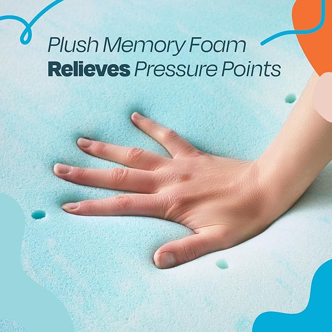 Linenspa 3 Inch Swirl Gel Memory Foam Mattress Topper, California King Size – Cooling Gel Infused, Ventilation Holes – Pressure Relieving Bed Topper – CertiPUR Certified