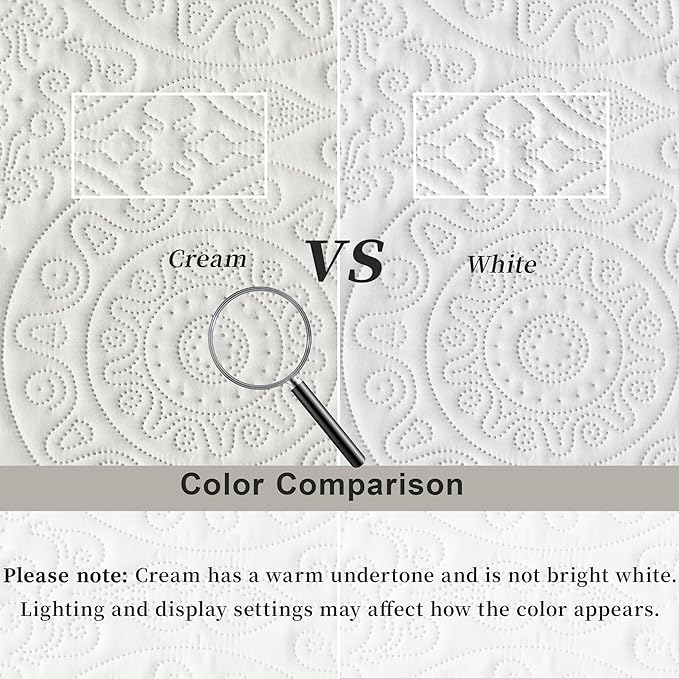WURUIBO Cream White Quilt Set King/Cal King Size, Embossing Microfiber Bedspreads with Pillow Sham, Ligthweight Breathable Thin Coverlet, Reversible Bedding Set for All Season (1 Quilt,2 Pillow Shams)