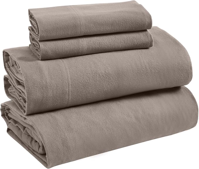 Superior Deep Pocket Cotton Flannel Paisley or Solid Sheet Set, Grey