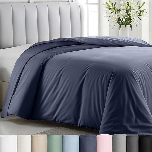 California Design Den Duvet Cover King Size Only - Winner Good Housekeeping Best Bedding Awards 2025, Premium 400 Thread Count, 100% Cotton Sateen, Button Closure & Corner Ties - Indigo Dusty Blue