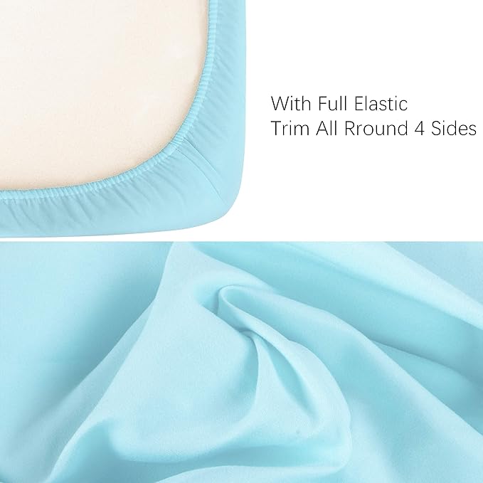 NTBAY 2 Pack 100% Brushed Microfiber Fitted Crib Sheet, Super Soft and Cozy 28x52 Crib Sheet for Standard Crib and Toddler Mattresses, Boys, Girls, Unisex, Aqua, 28x52 Inches