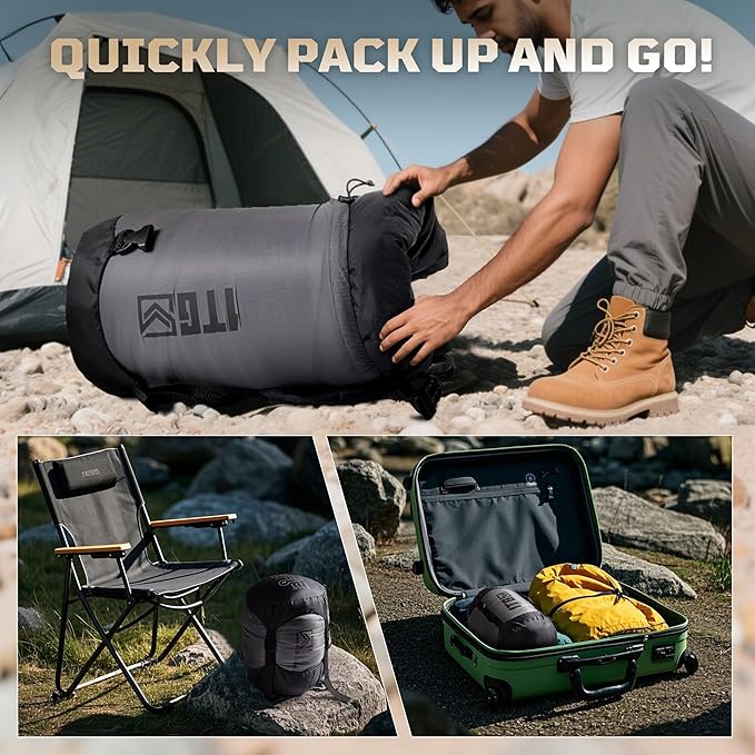 Sleeping Bag for Adults, 25-36℉Cold Weather Mummy Sleeping Bag, Lightweight 3–4 Season Winter Sleeping Bag with Adjustable Hood, Phone Pocket & Compression Sack for Camping Hiking Backpacking