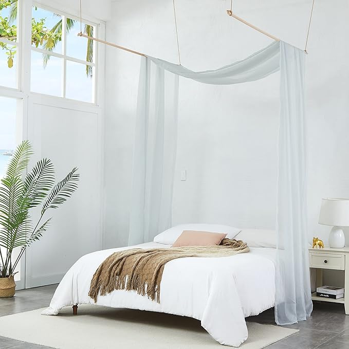 Warm Home Designs Silver Grey Bed Canopy Curtains in 55 x 216 Inch Size. Our Queen Canopy Bed Curtains Work Great as Kids Canopy, Bed Scarf, Bed Curtain or to Enhance Bed Decor. BC Silver 216"