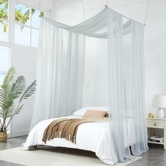 Warm Home Designs Grey Silver Bed Canopy Curtains in 55 x 360 Inch Size. Our King Canopy Bed Curtains Work Great as Kids Canopy, Bed Scarf, Bed Curtain or to Enhance Bed Decor. BC Silver 360"