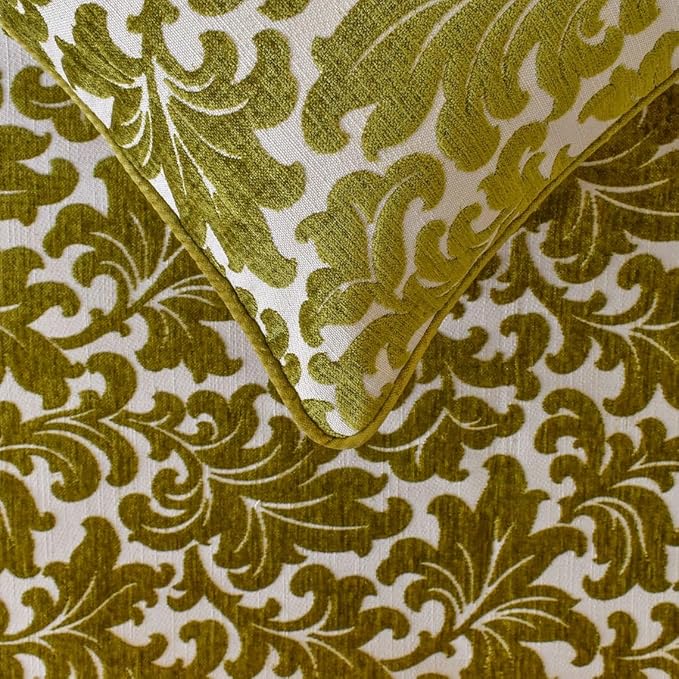 The HomeCentric King/Queen/Twin Chartreuse Decorative Full 68"x18" Bed Runner with Pillow Cover, Velvet, Floral Pattern Bed Scarf on Velvet Fabric - Enchanted Chartreuse