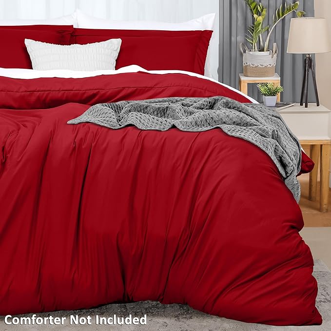 Utopia Bedding Duvet Cover Queen Size - 3 Piece with Zipper Closure - 1 Comforter Cover 90X90 Inches & 2 Pillow Shams 20X26 Inches (Red) Comforter Not Included