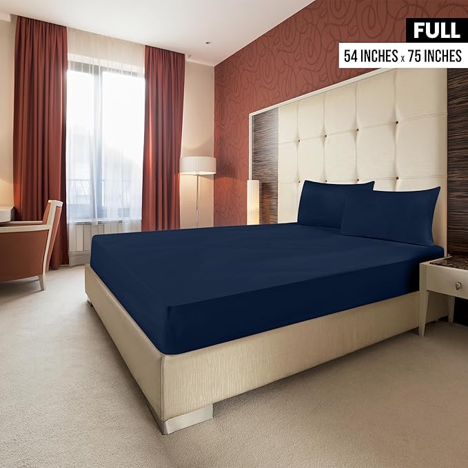 Utopia Bedding Fitted Sheet - Pack of 2 Bottom Sheets - Soft Brushed Microfiber - Deep Pockets, Shrinkage & Fade Resistant - Easy Care (Full, Navy)