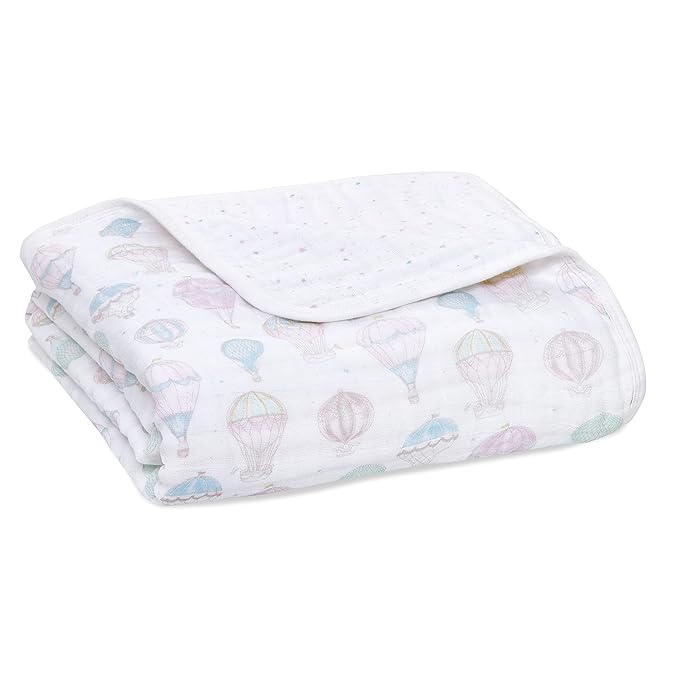 aden + anais 100% Organic Cotton Muslin Baby Blanket Crib Bedding for Newborn Baby and Toddler, Nursery Blanket for Boys and Girls, Baby Registry and Shower Gift - Above The Clouds