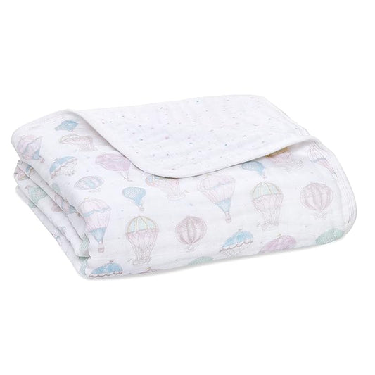 aden + anais 100% Organic Cotton Muslin Baby Blanket Crib Bedding for Newborn Baby and Toddler, Nursery Blanket for Boys and Girls, Baby Registry and Shower Gift - Above The Clouds