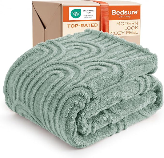 Bedsure GentleSoft Sage Green Christmas Throw Blankets for Women - Super Soft Cozy Winter Blankets for Couch, Cute Fluffy Fleece Throw for Girls Women, Ideal for Room Home Decor, 50x60 Inches