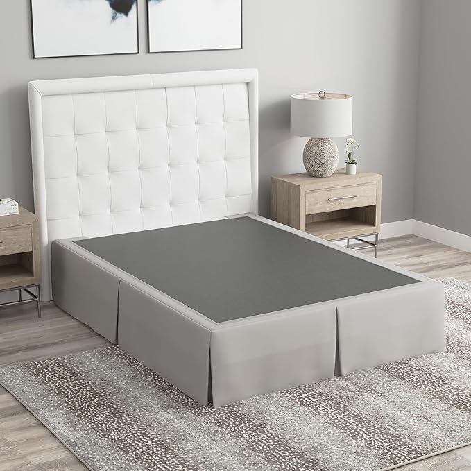 Bed Maker’s Never Lift Your Mattress Bed Skirt, Designed for Box Spring Beds, Split Corners, 14 Inch Drop Length, King, Silver