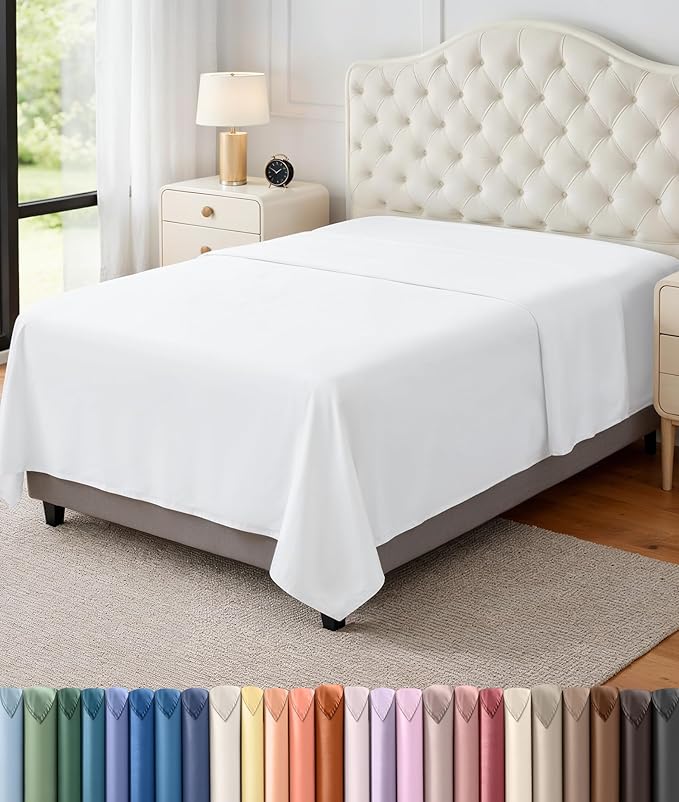 Utopia Bedding Flat Sheet - 1 Pack (Twin, White) - Soft Brushed Microfiber Fabric - Shrinkage & Fade Resistant Top Sheet - Easy Care Bed Sheet