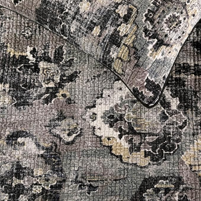 The HomeCentric Handmade Black & Grey Twin 53 x 18 inch Bed Runner with 2 Matching Pillow Cover, Velvet Damask with Tassels Bed Scarf, Abstract Modern - Paved Damask