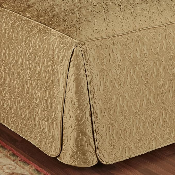 Cambridge Classic Luxury Bedding | Golden Bronze Solid Color Polyester Satin | Elaborate Damask Quilting | 6 Pc Bed Set Includes Fitted Oversized King Bedspread, 2 King Shams, & 3 Decorative Pillows